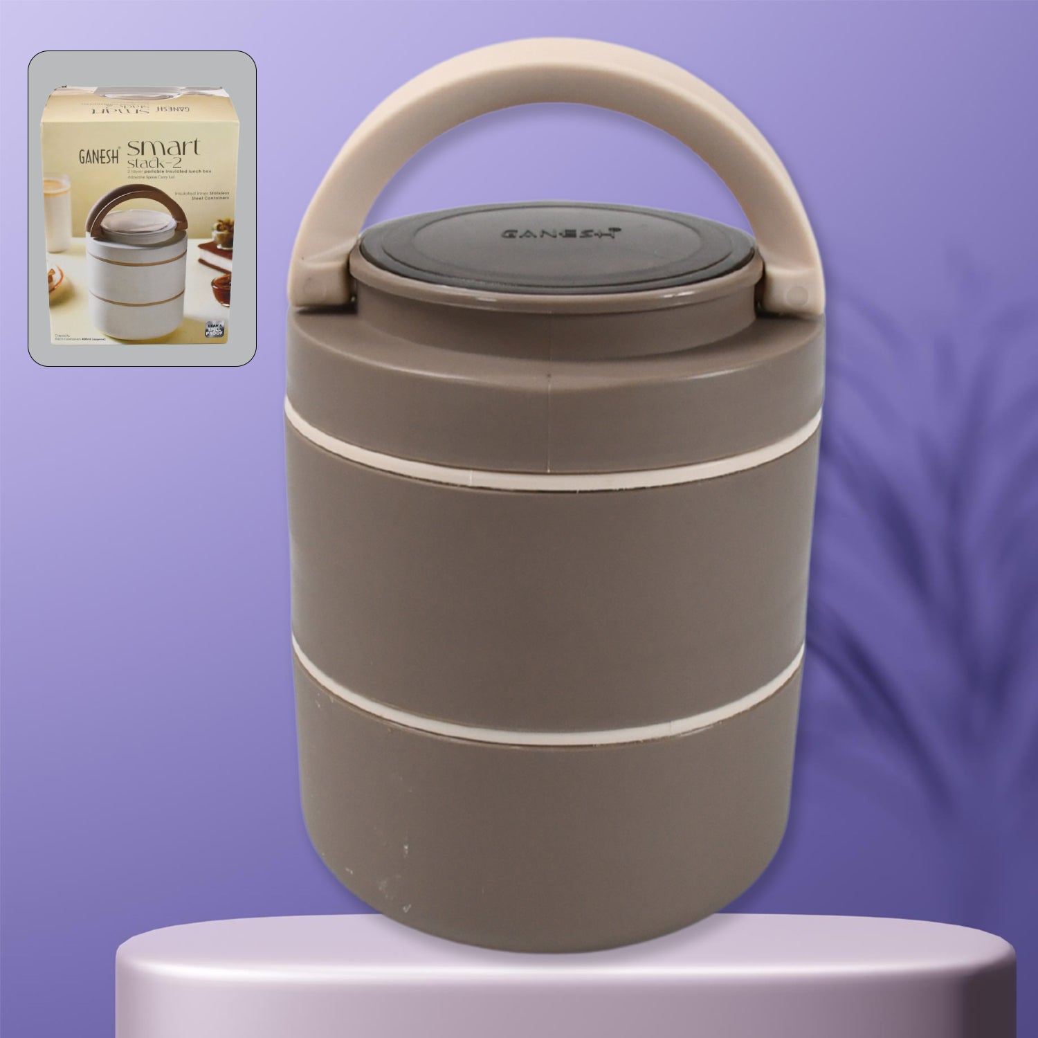 Ganesh Smart Stack 2-Layer Stainless Steel Leak-Proof Lunch Box for Office, School, Picnic Ganesh Smart Stack 2-Layer Stainless Steel Leak-Proof Lunch Box for Office, School, Picnic